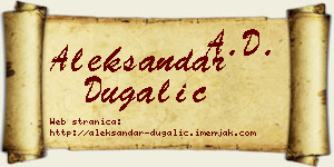 Aleksandar Dugalić vizit kartica